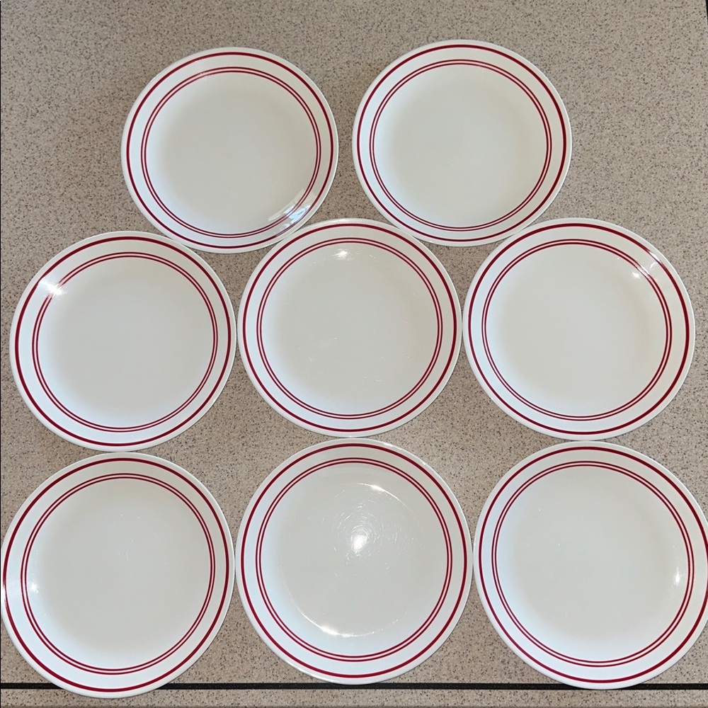 Corelle Classic Café Red Striped Dinner Plates - Set of 8